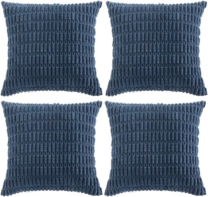 Fancy Homi 4 Packs Dusty Blue Decorative Throw Pillow Covers 22x22 Inch by Fancy+Homi