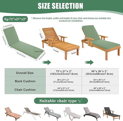 Chaise Lounge Cushions Outdoor Set of 4 - Image 3
