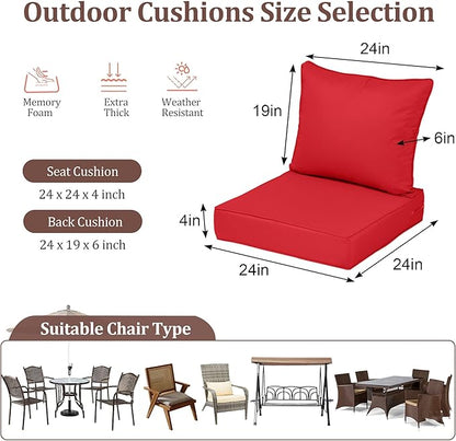 Outdoor Deep Seat Cushions for Patio Furniture Set of 2, Waterproof Outdoor - Image 2