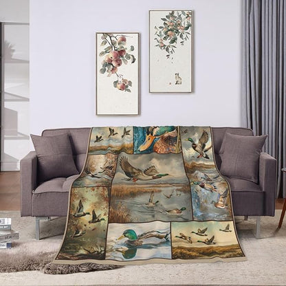 Wild Duck Blanket Mallard Ducks Throw Blanket Wildlife Flannel Stuff Merch Cozy - Image 9