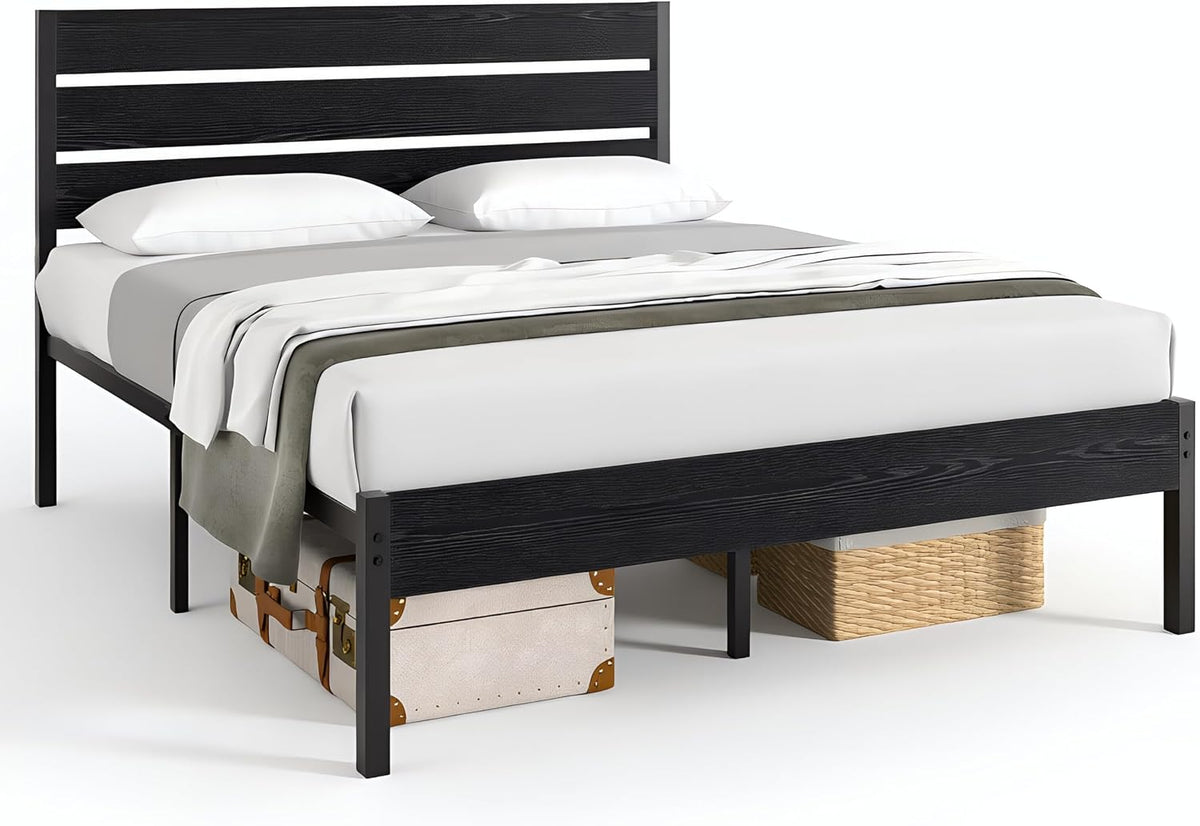 vecelo queen size bed frame - heavy-duty metal, view 9