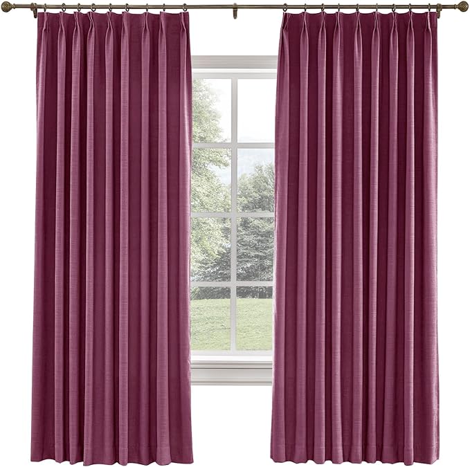 TWOPAGES 84 W x 84 L inch Pinch Pleated Curtain Room Darkening Linen Drapery by TWOPAGES