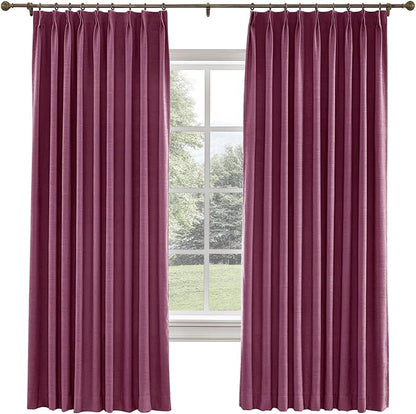 TWOPAGES 84 W x 84 L inch Pinch Pleated Curtain Room Darkening Linen Drapery by TWOPAGES