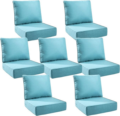 6" Thick Outdoor Cushions 24x24x6, 7-Set Deep Seat Patio Cushions by Pugire
