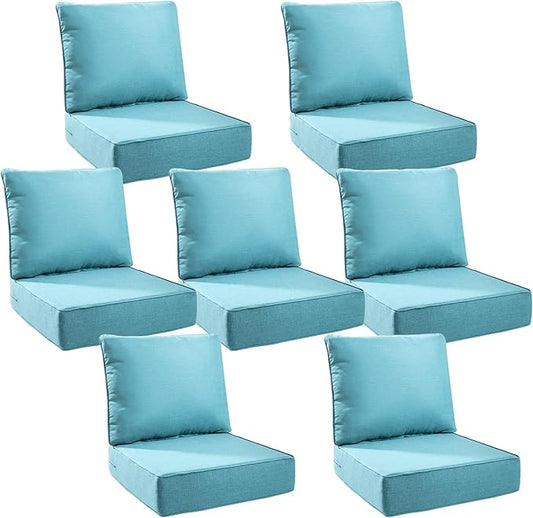 6" Thick Outdoor Cushions 24x24x6, 7-Set Deep Seat Patio Cushions by Pugire