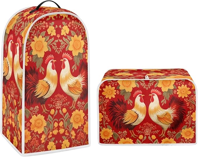Rooster Dust Cover Kitchen Blender Cover Flower Washable Toaster Bread Maker by Pointodoor