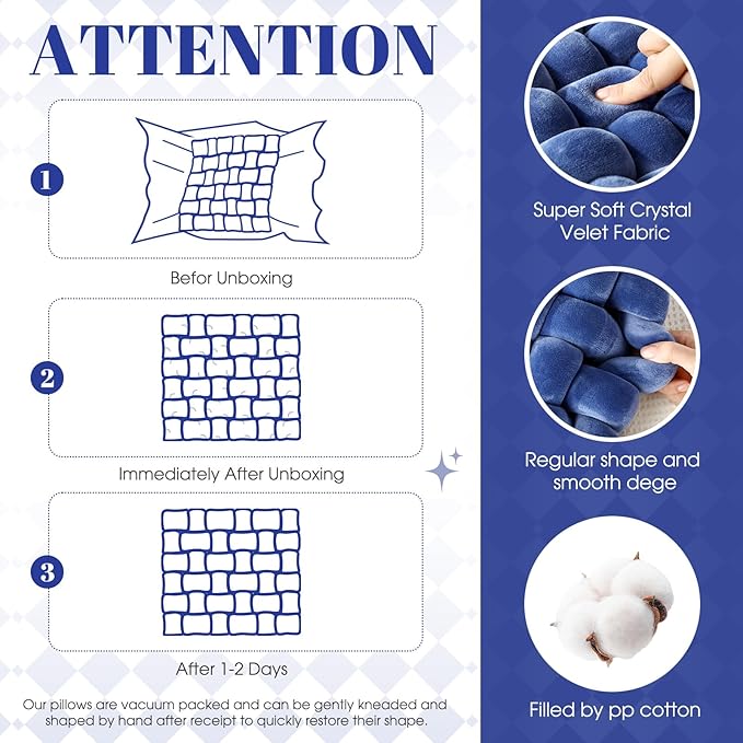 Wenqik 2 Pcs Knot Pillows Square Knotted Plush Throws Soft Accent Pillows - Image 2