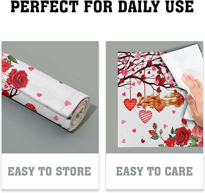 Giwawa Valentine's Day Placemats, Romantic Love Hearts Tree Branches Rose - Image 6