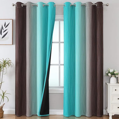 Estelar Textiler Teal and Brown Blackout Curtains by ESTELARTEXTILER
