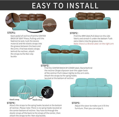 Easy-Going 8 Pieces Recliner Sofa Stretch Sofa Slipcover Sofa Cover Furniture - Image 4