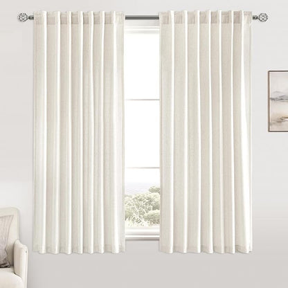 MIULEE Non-See-Through Privacy Linen Curtains 2 Panels, Light Filtering Window - Image 3