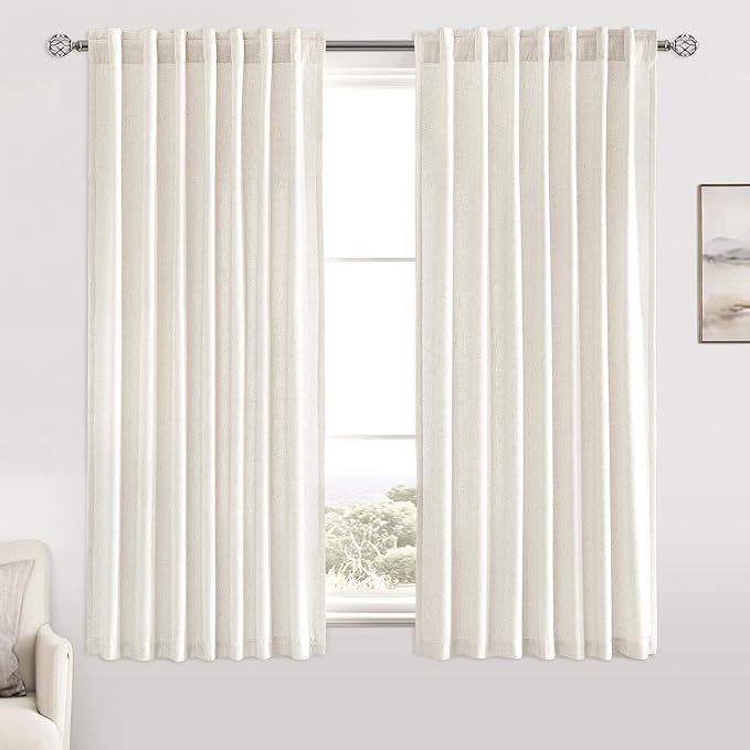 MIULEE Non-See-Through Privacy Linen Curtains 2 Panels, Light Filtering Window - Image 3