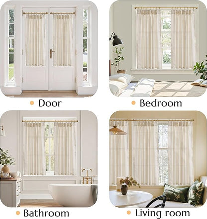 jinchan Pinch Pleated Linen Blend Curtains 54 Inch 2 Panels Light Filtering - Image 5