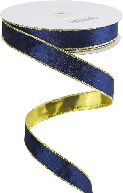 MEEDEE Navy Blue and Gold Velvet Ribbon by MEEDEE