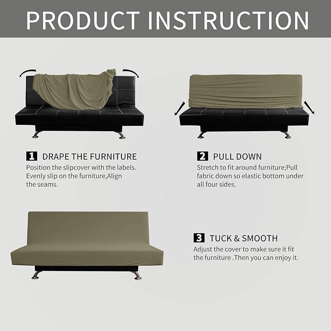 Easy-Going Stretch Futon Slipcover Armless Futon Bed Cover Furniture Protector - Image 4