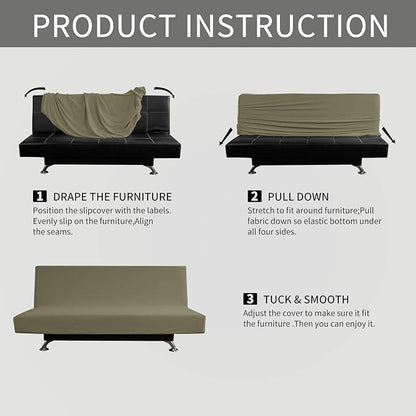 Easy-Going Stretch Futon Slipcover Armless Futon Bed Cover Furniture Protector - Image 4
