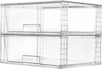vtopmart 2 pack large clear stackable plastic storage, main product view
