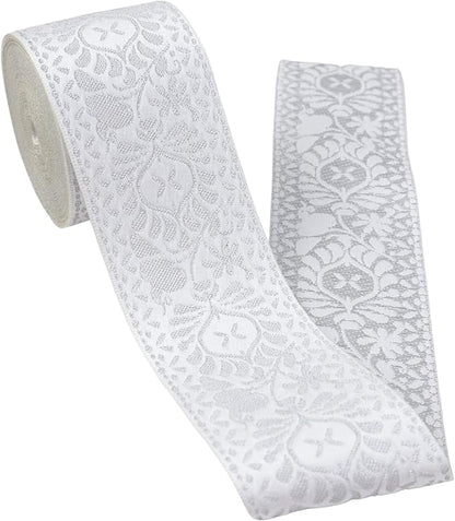 Boho Jacquard Ribbon Floral Ribbon Silver Embroidery Jacquard Trim - Image 4