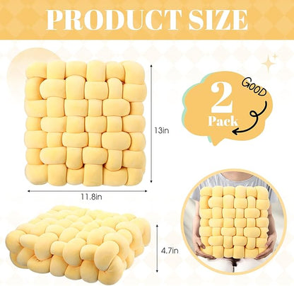 Wenqik 2 Pcs Knot Pillows Square Knotted Plush Throws Soft Accent Pillows - Image 3