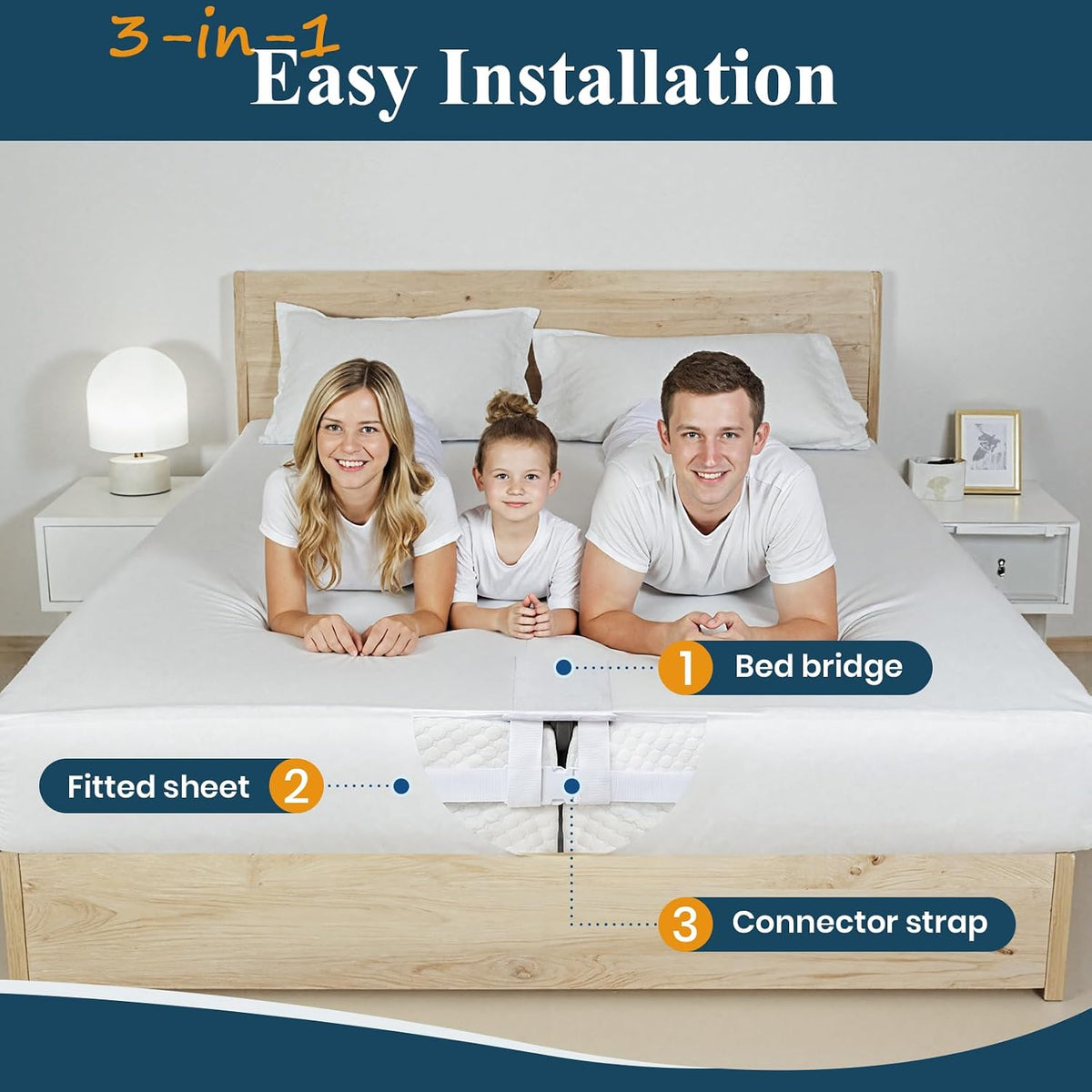 feelathome 3-in-1 bed bridge twin to king converter shown in use