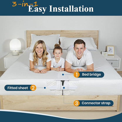 feelathome 3-in-1 bed bridge twin to king converter shown in use