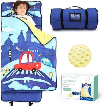 ACRABROS Toddler Nap Mat with Pillow and Blanket, Extra Large Rolled Napping by ACRABROS