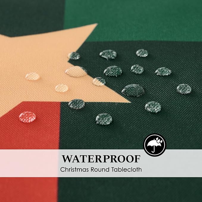 Christmas Tablecloth Round 60 Inch 1 Pack Waterproof, Machine Washable - Image 2