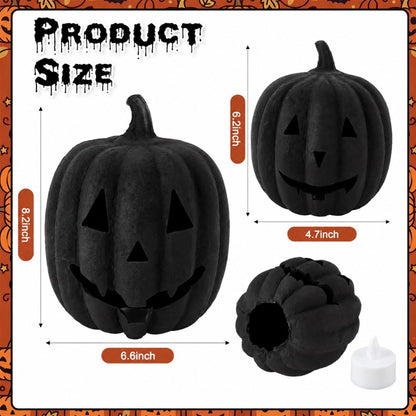 Tenceur 2 Pack Halloween Paper Mache Jack O' Lanterns Pumpkin Indoor, Black