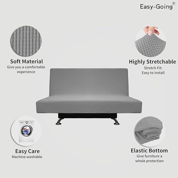 Easy-Going Stretch Futon Slipcover Armless Futon Bed Cover Furniture Protector - Image 3