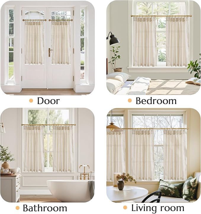 jinchan Pinch Pleated Linen Blend Curtains 45 Inch 2 Panels Light Filtering - Image 4