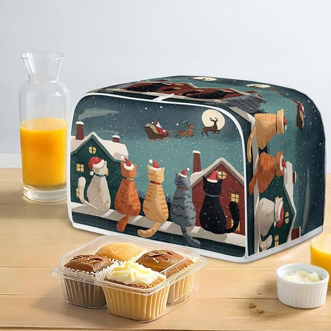 Christmas Cat Printed Toaster Oven Cover - Image 4