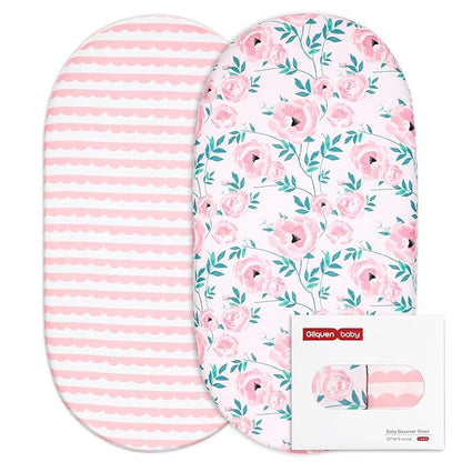 Gllquen Baby Bassinet Sheets Set 2-Pack, Breathable Cozy Bassinet Fitted Sheet by GLLQUENBABY