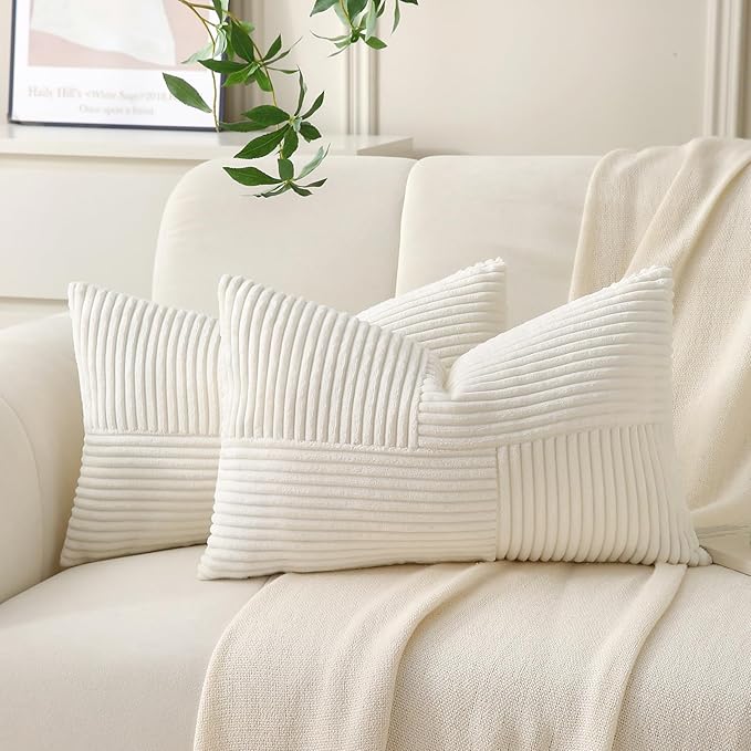 Cream Lumbar Throw Pillow Covers 14x24 inch, Farmhouse Home Decor, Boho by Unknown