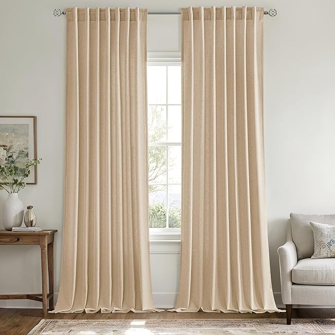 MIULEE Non-See-Through Privacy Linen Curtains 2 Panels, Light Filtering Window - Image 3