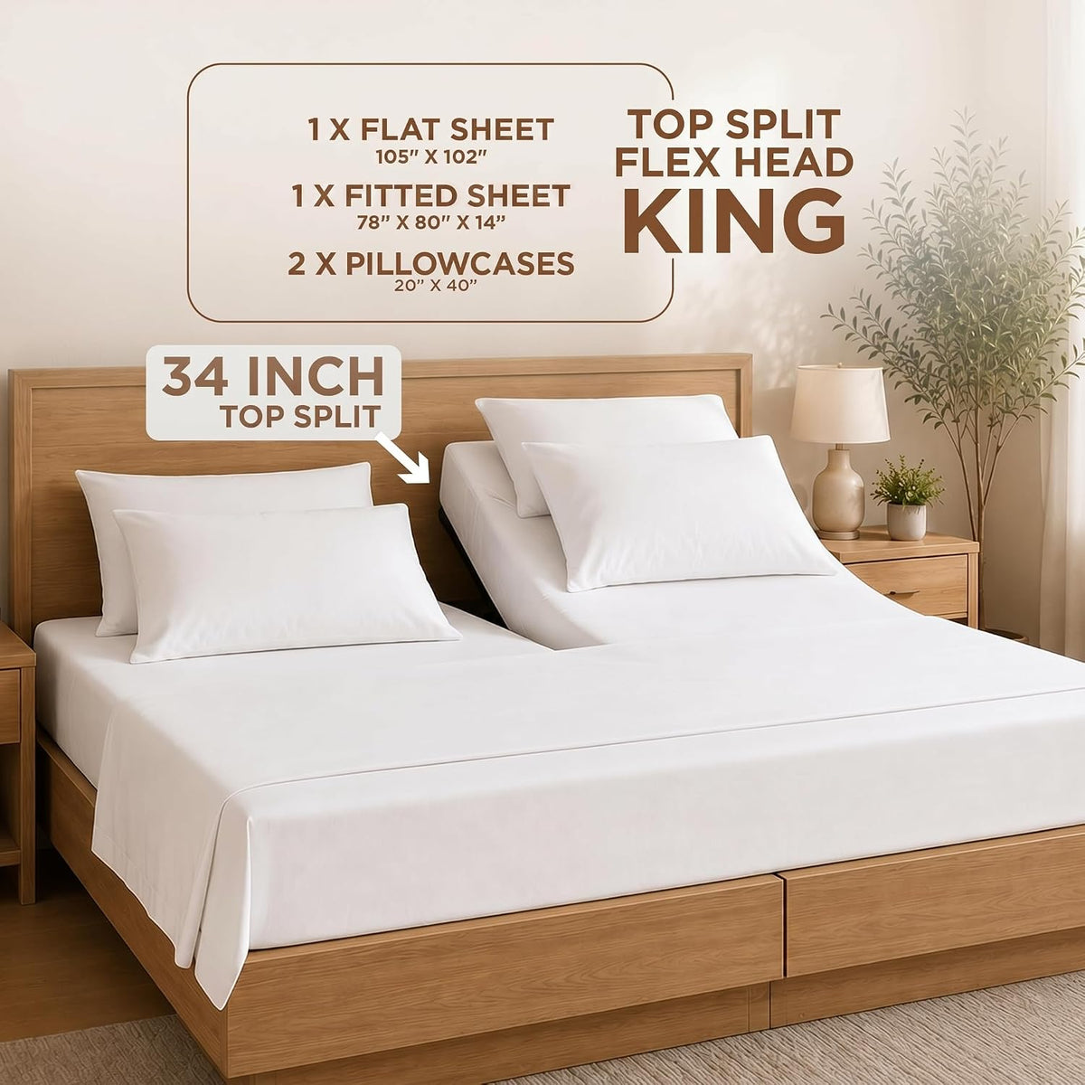 top split king sheets sets for adjustable bed shown in use