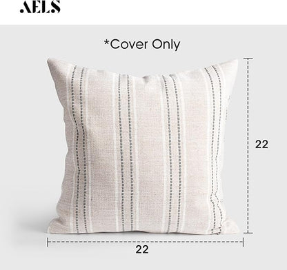 AELS 22x22 Decorative Farmhouse Linen Throw Pillow Covers, Boho Textured Pillow - Image 2