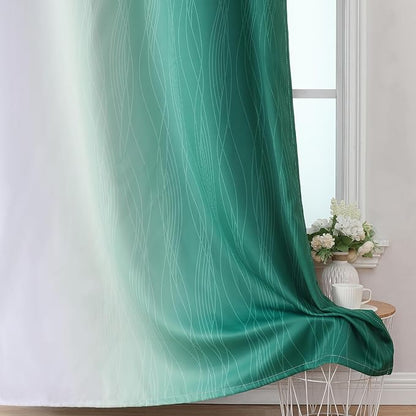 Estelar Textiler Green and Greyish White Blackout Curtains - Image 6