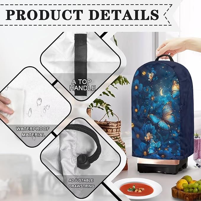 Blue Butterfly Blender Covers for Kitchen Food Processor Cover - Image 5