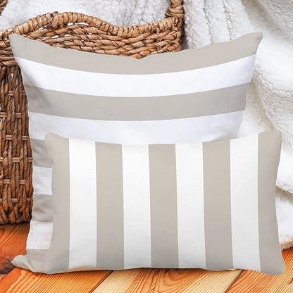 Leaveland Gray and White Stripe Set of 2 12x20 Inch Cotton Polyester Throw - Image 8