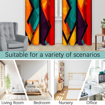 colorful abstract blackout window curtains, geometric red orange, package contents