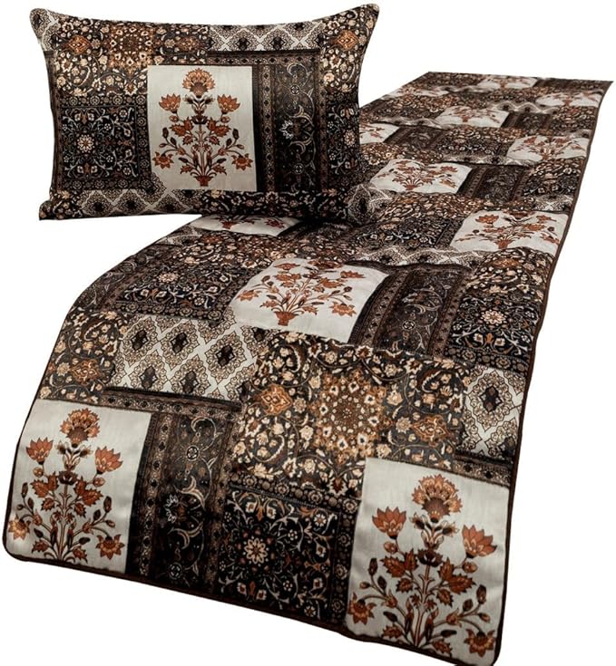 The HomeCentric King/Queen/Twin Brown Decorative Queen 74"x18" Bed Runner by TheHomeCentric