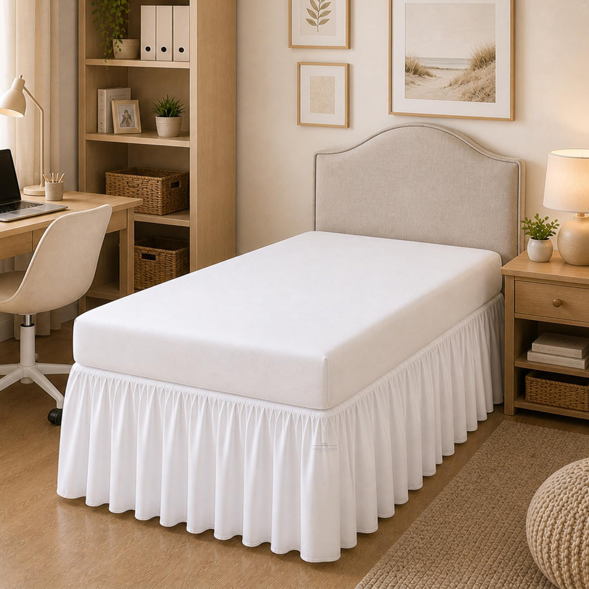 dorm room college microfiber ruffled bedskirts twin-xl shown in use