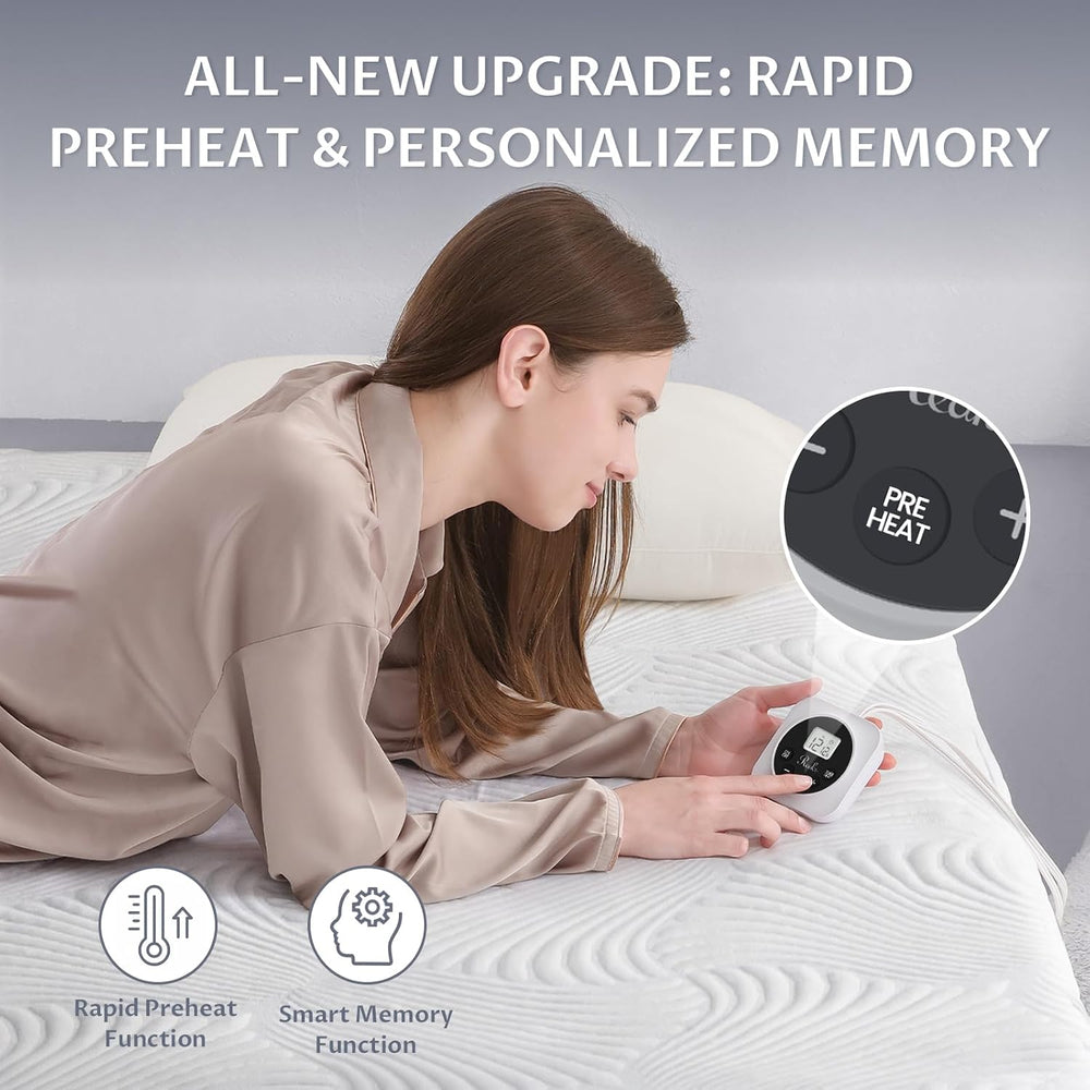 Heated Mattress Pad King, 3D Air Fabric, Preheat & Memory for Cold Winter