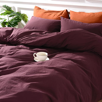 nexhome pro duvet cover set queen size linen, view 9