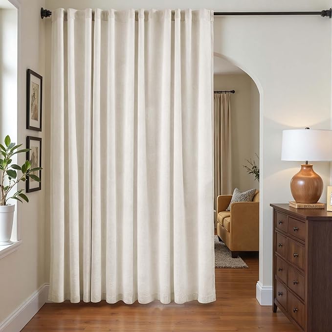 jinchan Beige Lined Linen Blend Curtain - Image 7