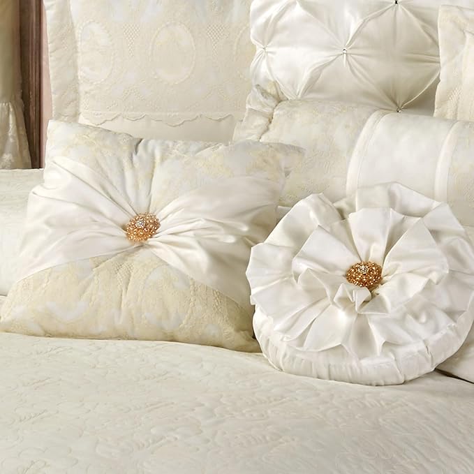Cameo Lace Luxury Washable Polyester Bedding Set | Vintage Elegant | Pearl | - Image 3