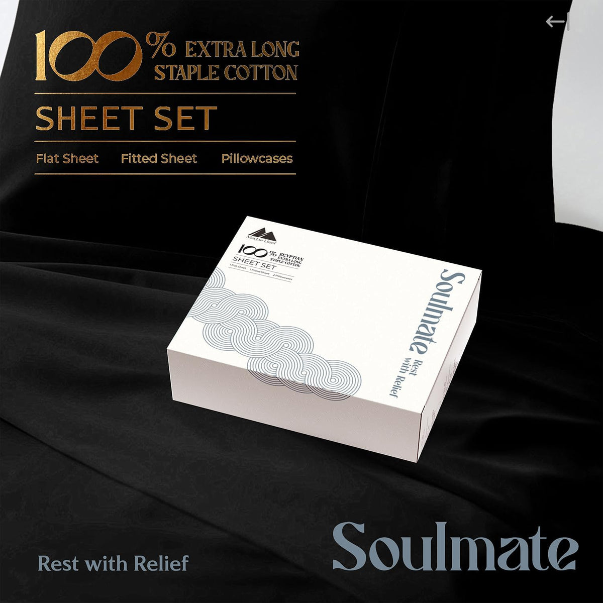 mayfair linen sheets 100% egyptian cotton king size, side view