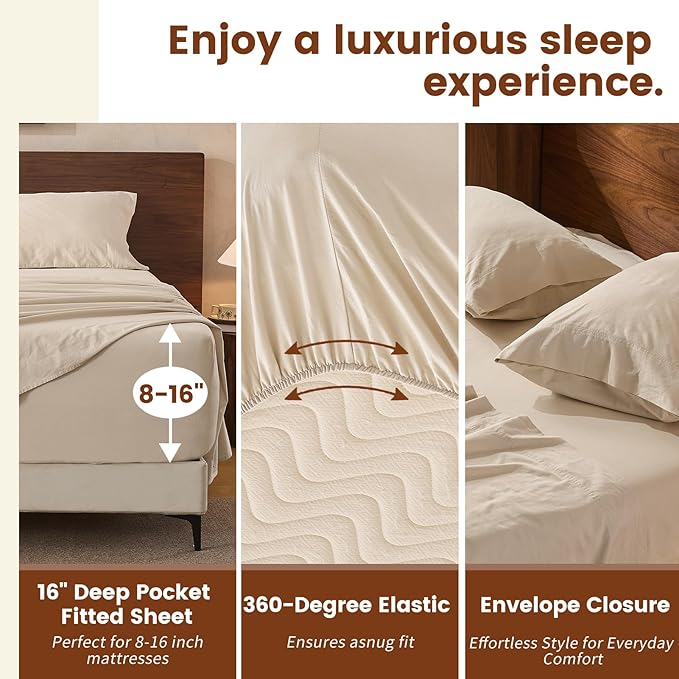 100% Linen Sheets King Size, Breathable & Durable 4-Piece Bed Flax Sheet Set - Image 3