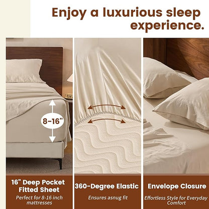 100% Linen Sheets Queen Size, Breathable & Durable 4-Piece Bed Flax Sheet Set - Image 3