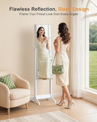 nicetree freestanding jewelry cabinet, full length mirror, moon shown in use